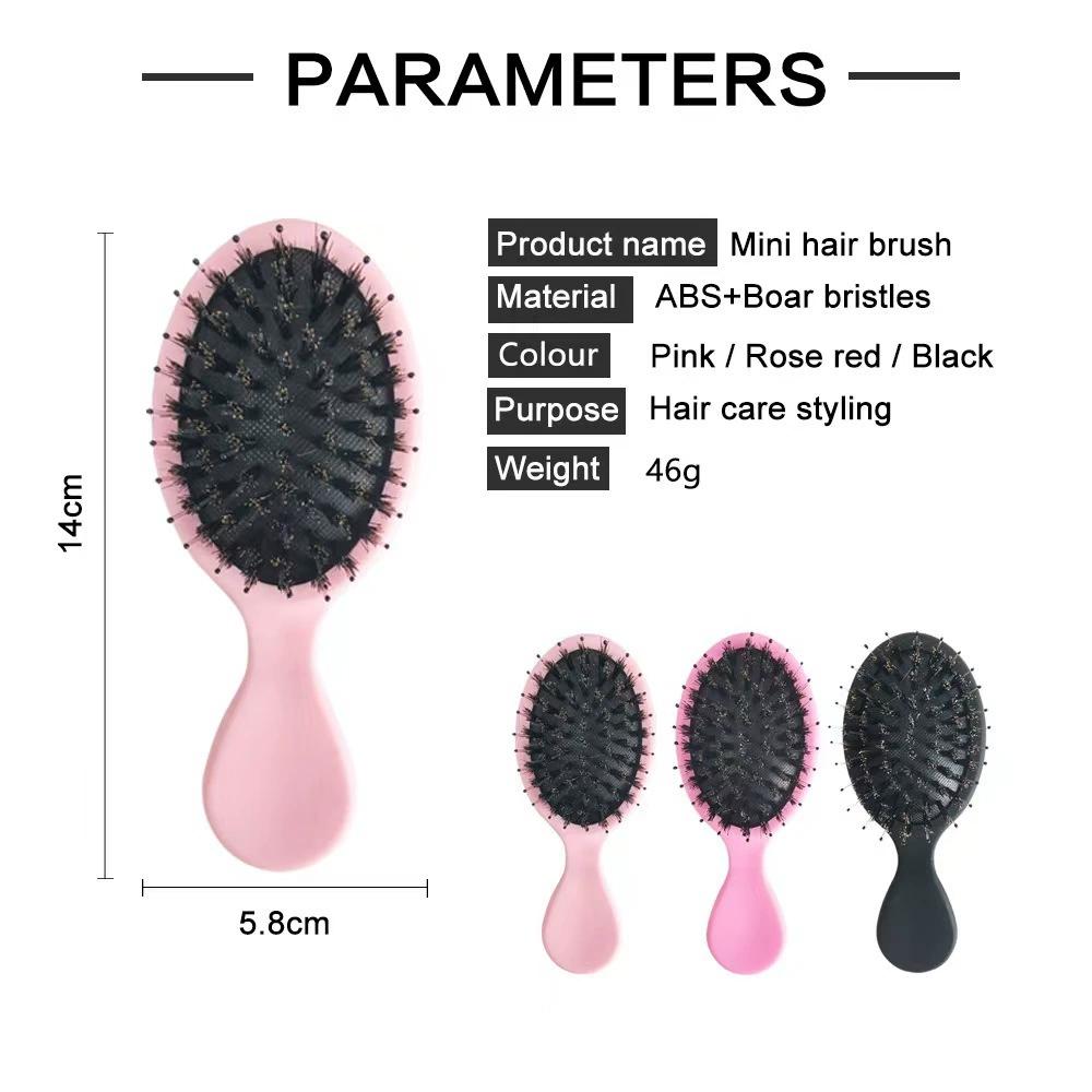 UUYP Customized Logo Mini Ionic Paddle Hair Detangle Brush with Cotton Bag Case Packaging Bulk Boar Bristle Model T002