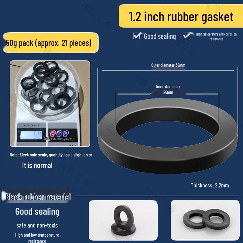 Rubber Flat Washer Set: Waterproof Pads for Shower Hoses and Faucets - Sizes 3/8", 1/2", 3/4", 1