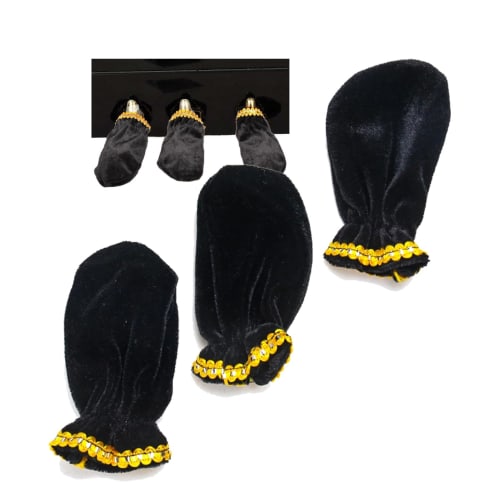 

S.fields.inc Piano Pedal Covers, Set of 3, Damper and Auxiliary Pedals, Velvet Fabric (Black)