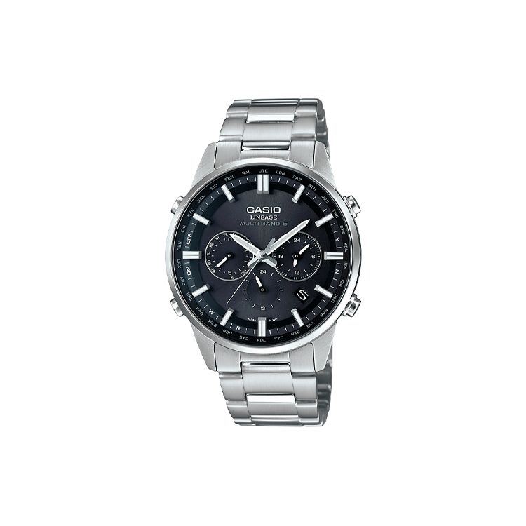 Casio Lineage Series 100M Water Resistant Solar Quartz Movement Stainless Steel Strap Watch Men watches Black LIW-M700D-1A Black Dial