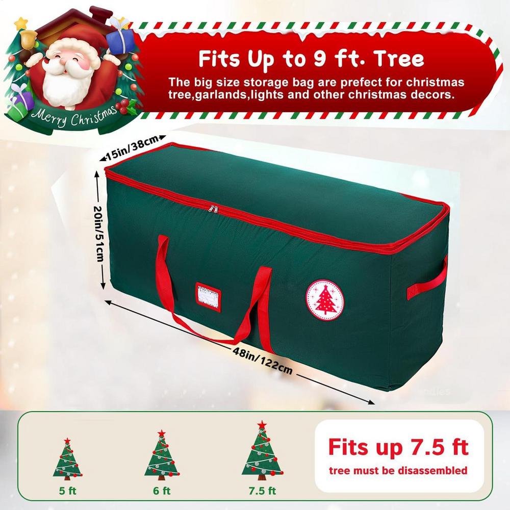 

Christmas Tree Box 600d Oxford Waterproof Tree Bags For Storage With Handles Zipper Organizer For Fits Up To 7.5ft Tall зелений