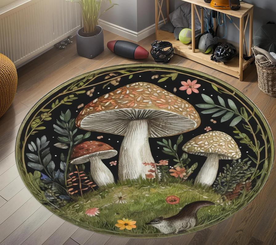 Kouzelný les Kouzelný les Kulatý koberec Éterický Mystický Academia Folklorem inspirovaný Vílí jádro Domácí akcentový koberec Kouzelná rozvernost