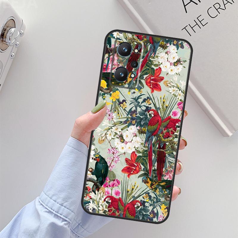 

Garden Birds Vintage Tropical FLORAL For Realme C61 C75 C55 C51 C21Y C25S C67 C53 13 12 10 11 14 Pro Plus GT 6T 6 5 GT7 Pro Case Realme C31