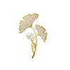 Ginkgo Brooch for Women High-end Pearl Pin Anti-glare Design High-end Fixed Clothes Corsage Decoration