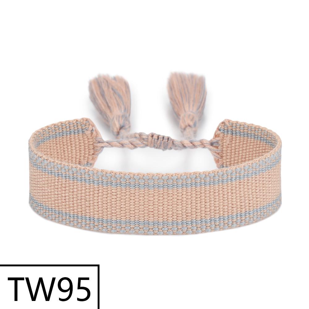 Customizable Handmade Bohemian Tassel Bracelet with Embroidered Logo - European & American Ethnic Friendship Style