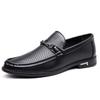 Fashionable Hollow Out Top Layer Cowhide Men's Slip-On Loafers Leisure Rubber Bottom Adult Sandals Comfortable Breathable Shoes