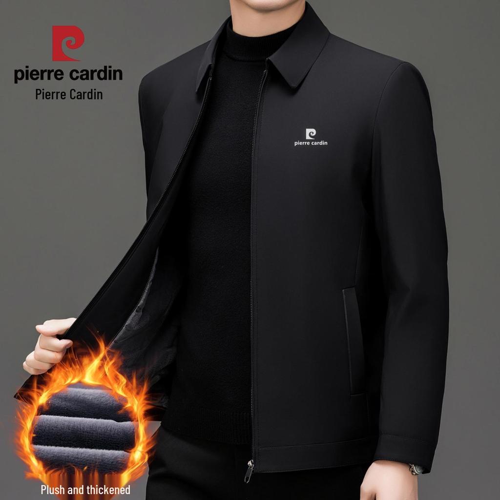 Pierre Cardin Men's Executive Plus Velvet Lapel Jacket - 2025 Autumn/Winter Mid-Aged Dad Suit Collar Outerwear