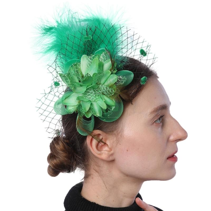 1920s Flower Hair Clip for Women Flapper Headpiece Headwear for Party Party Elegant Feather Large Flower