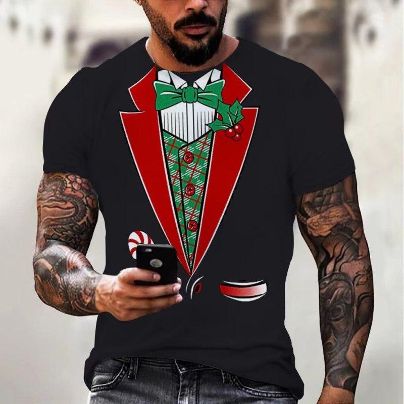 Tricouri pentru bărbați la modă Costum și model de cravată cu imprimeu 3d Tricou simplu cu mânecă scurtă pentru îmbrăcăminte bărbătească Topuri Streetwear