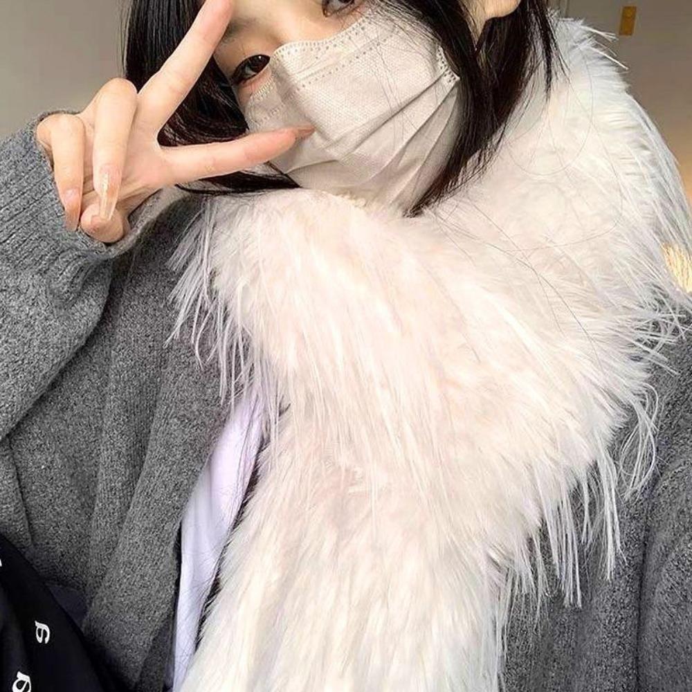 

Супер Длинный Плюшевый Искусственный Меховой Шарф с Бахромой Зимняя Мода с Дофаминовым Плюшевым Пером Новый Шарф 180cm