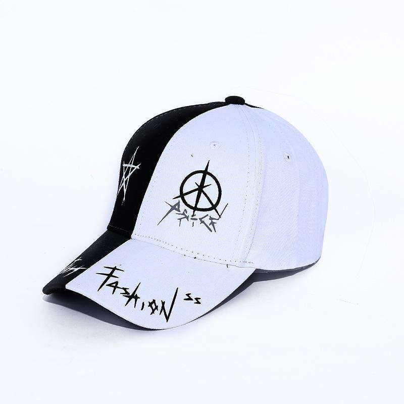 

JYL DIY Hip Hop Flat Brim Baseball Cap Street Casual Cotton Hat blackandwhite_(56-60cm) аеро