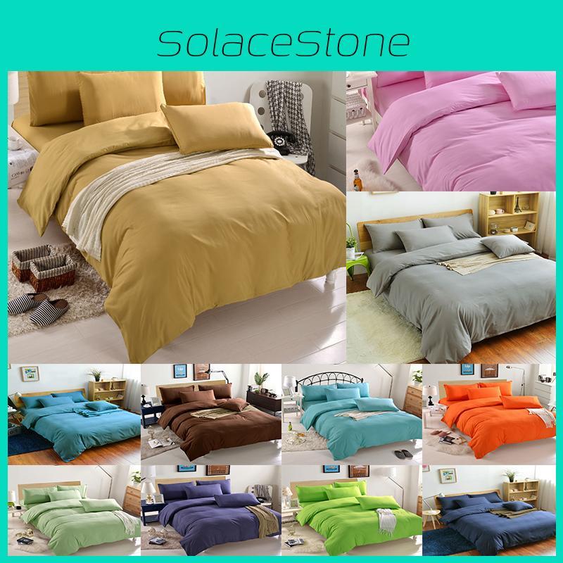 Luxuriously Soft Bedding Set With Pure Color Duvet Cover And Pillowcases