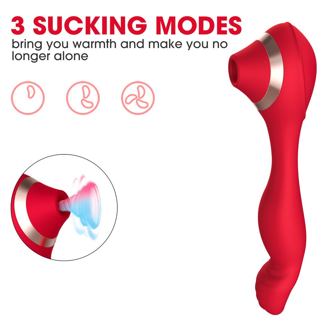 Female Double Orgasm Sucking Vibrator G Spot Clitoris Stimulator with Imitates Finger Touching Stimulation Sucker Oral Clitoris Stimulator Erotic