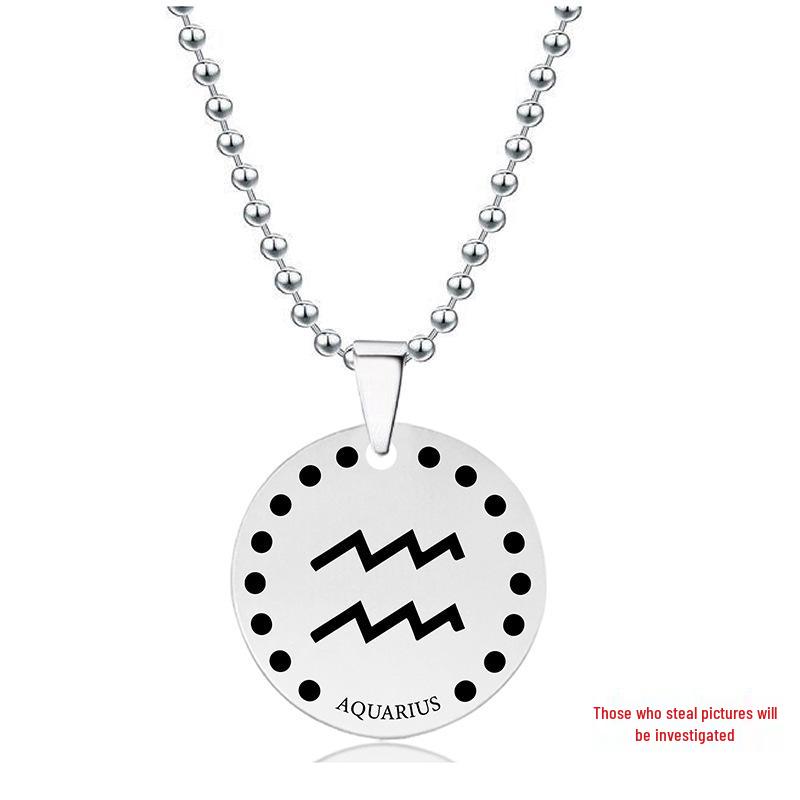Engraved Twelve Constellations Stainless Steel Pendant Necklace - Christmas Gift