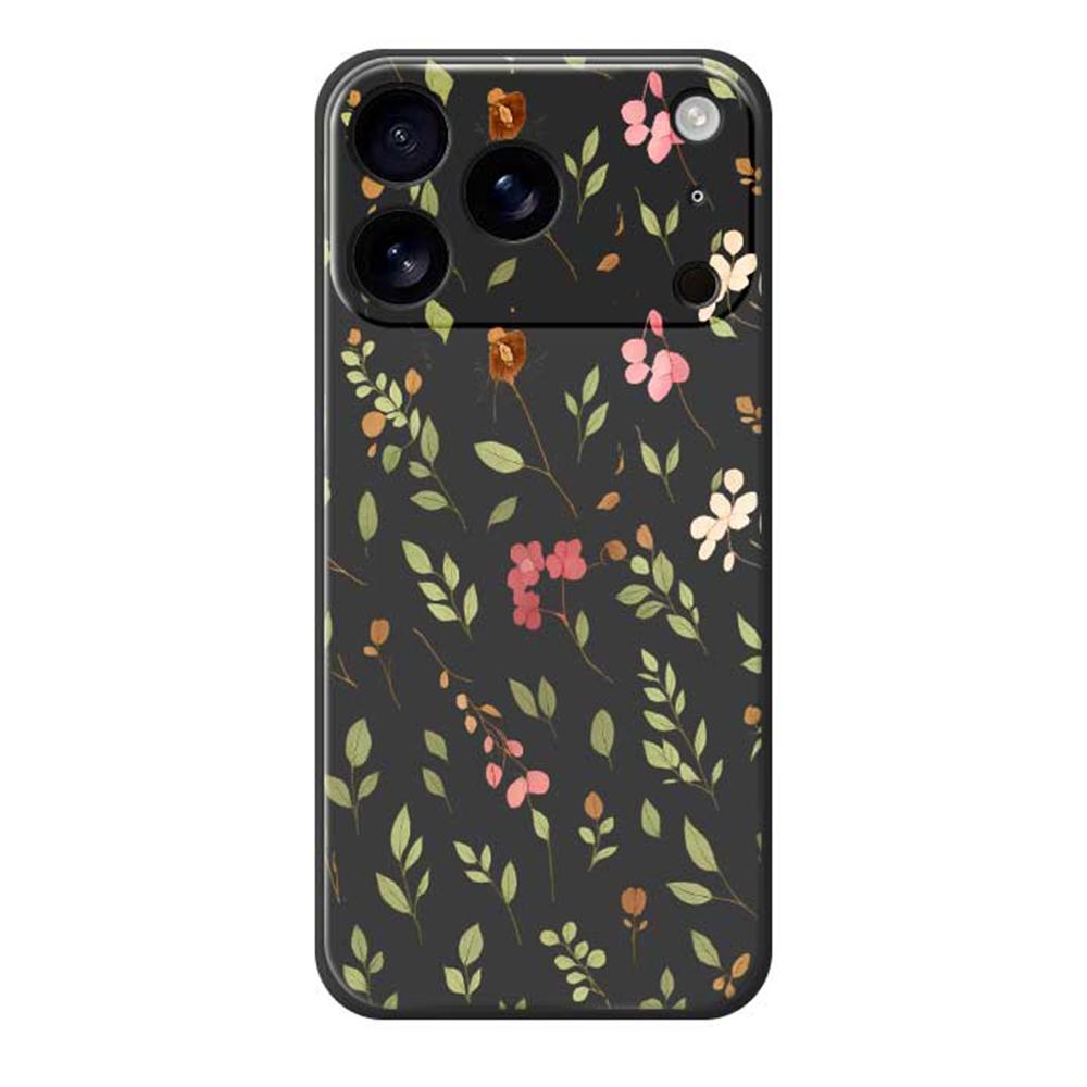 For iPhone 17 Pro Max Case Small Flower Leaves Pattern Printing Straight Edge TPU Phone Back Cover
