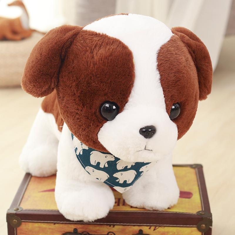 1ks 30cm Krásný vycpaný pejsek se šátkem Měkké roztomilé zvířátko Kreslený plyšový pes panenka pro děti B