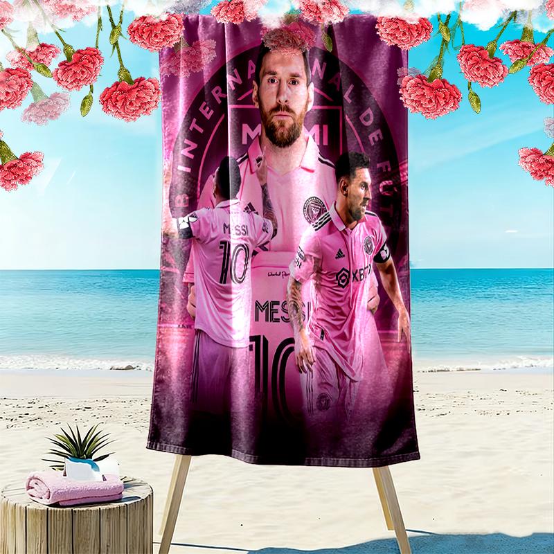 Football Star Messi Beach Towel Suitable for Travel, Outdoor Activities, Swimming Pools, Yoga, Surfing, Camping, Hiking, Gym