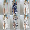 2026 Women's Stand-Up Collar Button Print Loose Long-Sleeve Irregular Dress
