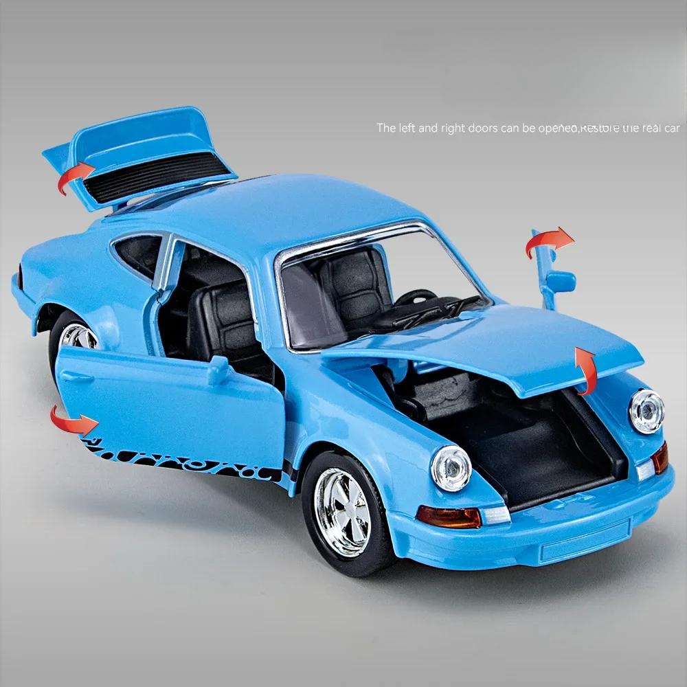 1/36 Scale Porsche Carrera 911 1974 Simulated Alloy Car Model Pull Back Sound and Light Toy Model Decoration Boy Gift