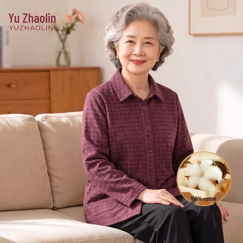 YUZHAOLIN Women s Loose Fit Houndstooth 100% Cotton Shirt XL