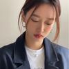 Girls' Earrings Niche Design Sense High-end Earbuds Plain Circle Earrings for Women