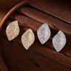 Exquisite Minimalist Full Inlaid Zircon Stud Earrings New Style Daily Leaf Earrings Fashion Women's Accessories