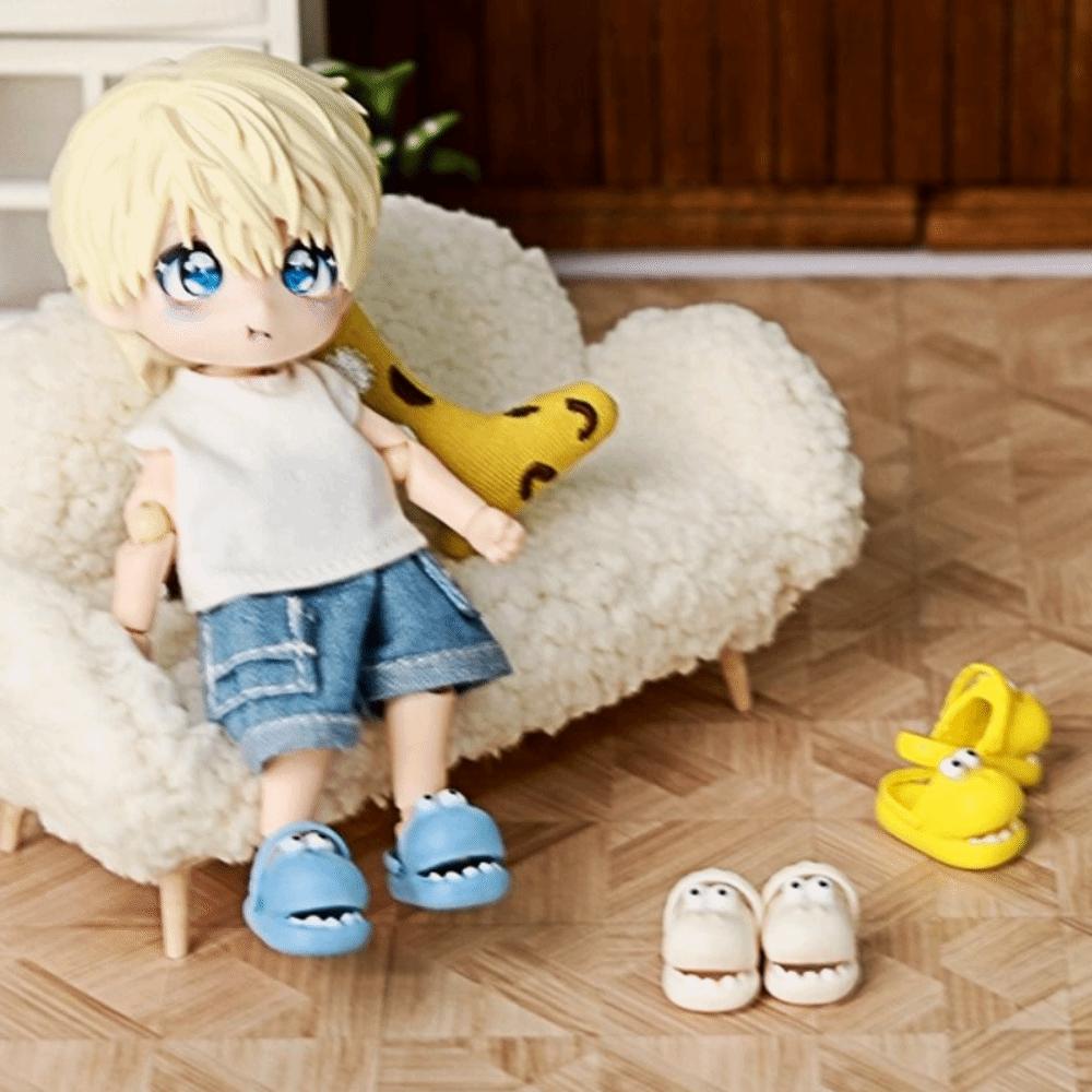 1 Pair Mini Ob11 Doll Slippers Simulation Silicone Dinosaur slippers  Dollhouse Miniature