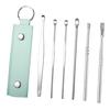 6-Piece Stainless Steel Ear Pick Set Spiral Ear Cleaner Tools with Faux Leather Case Home Ear Care Kit for Home Travel