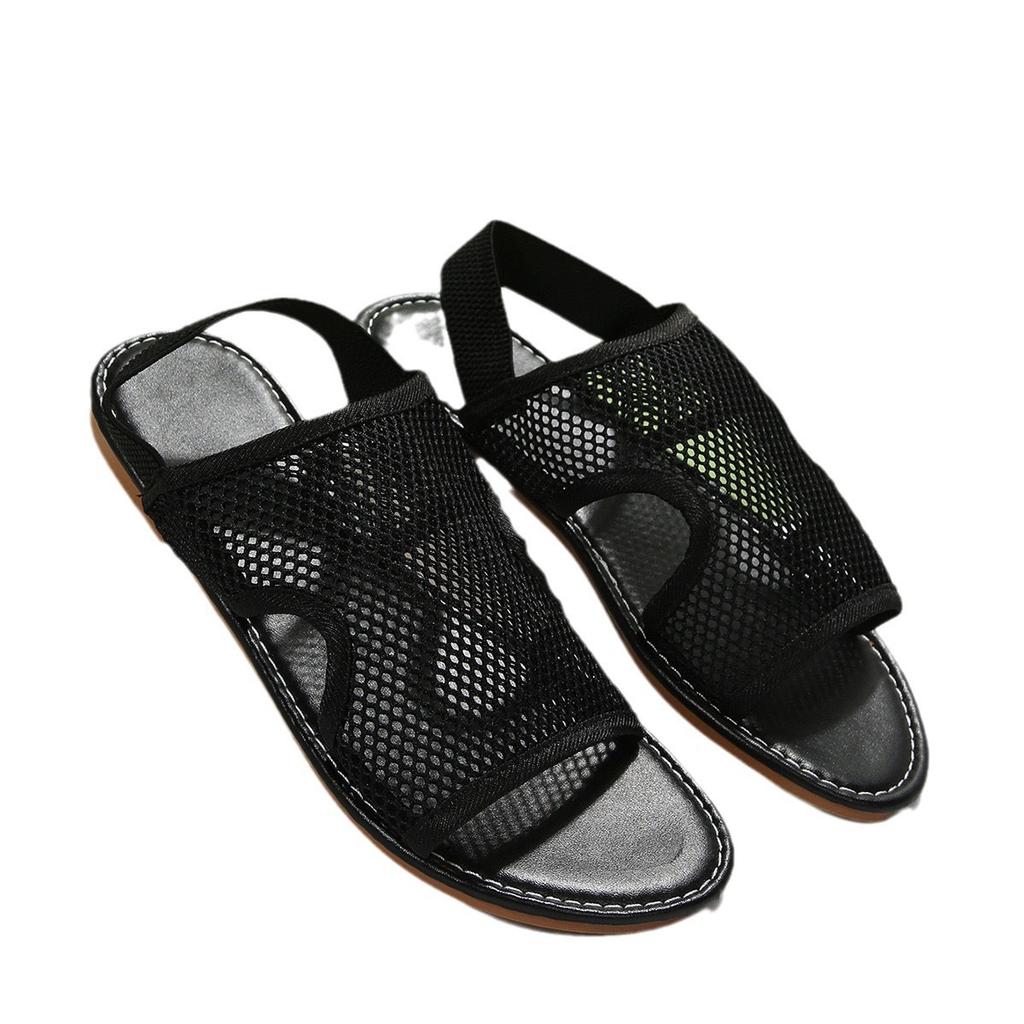 New Summer Flat-Bottomed Breathable Mesh Sandals Women'S Large-Size Casual Beach Cool Slippers Size 43