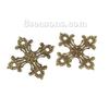 Doreen Box 10pcs Zinc Alloy Pendants Cross Filigree Ancient Bronze Hollow Carved Hemp Dot Pattern Pendant For Jewelry Making