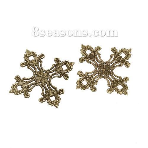 Doreen Box 10pcs Zinc Alloy Pendants Cross Filigree Ancient Bronze Hollow Carved Hemp Dot Pattern Pendant For Jewelry Making