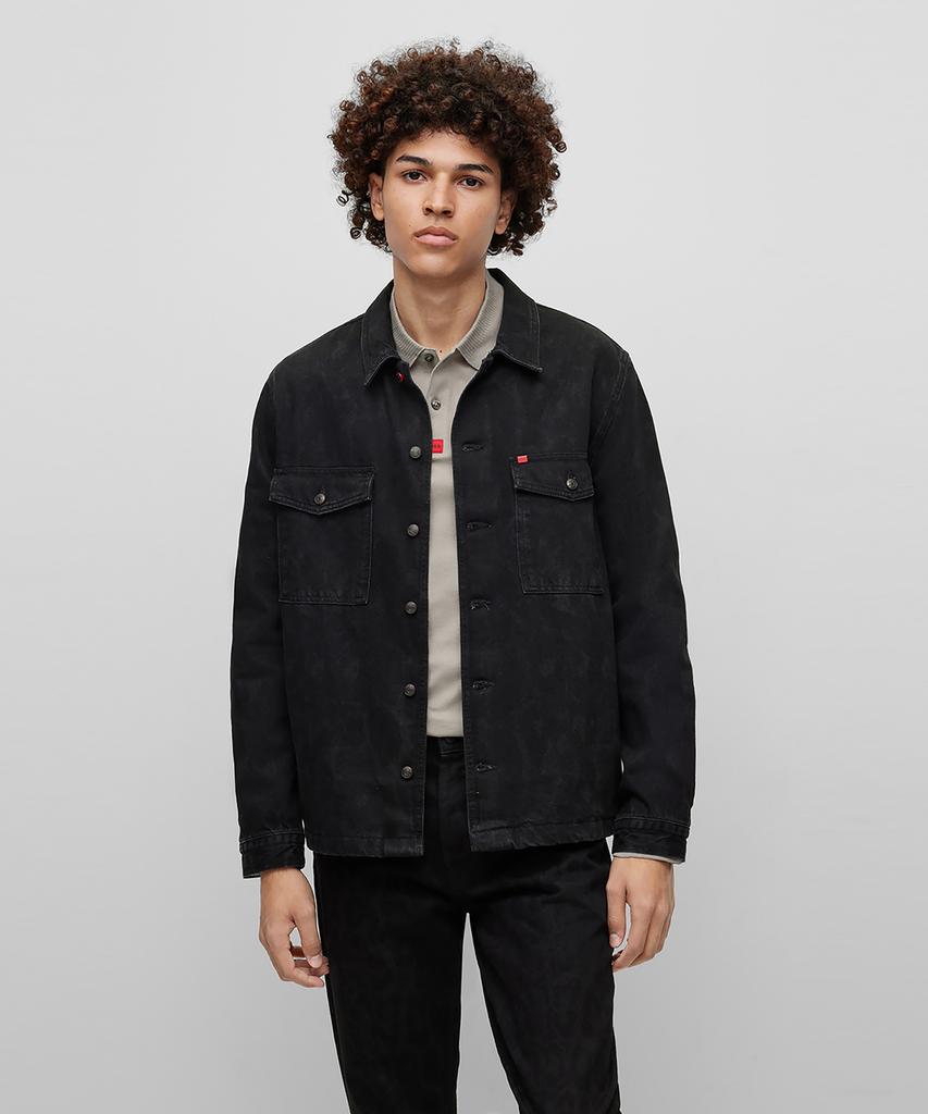 HUGO Print Denim Oversized Fit Shirt 50484600_004