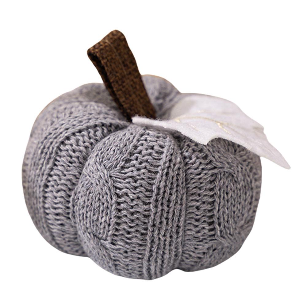 

Вязаные крючком тыквы, декоративные вязаные тыквенные украшения, многоразовые подвески в виде тыкв и кленовых листьев для Хэллоуина и Дня благодарения серый