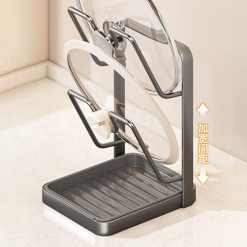 Anti-slip Cutting Board Storage Rack Space Saving Pot Cover Shelf Double Layers Pot Lid Rack  Home