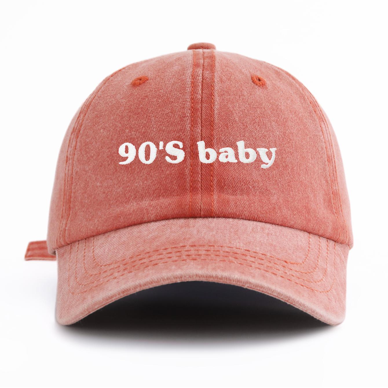 

1pc 90S BABY Embroidery Washed Baseball Cap for Adults Minimalist Retro Style Casual Soft Adjustable Dad Hat Perfect As Gift