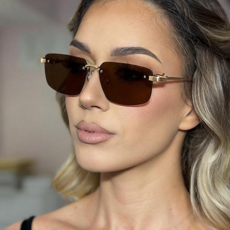 2026 New Frameless Beveled-Edge Sunglasses Women's Men's Y2K Street Style Fashion UV-Protective Eyewear Outdoor Travel Glasses
