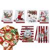 6pcs Red Black Striped Christmas Hand Towels Absorbent Microfiber Snowman Christmas Towels 16x23 Inches Winter Christmas Towels