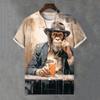 3D T-shirt Men's Cat Printed Comfortable Short Sleeved Comfortable Versatile T-shirts Fashionable
