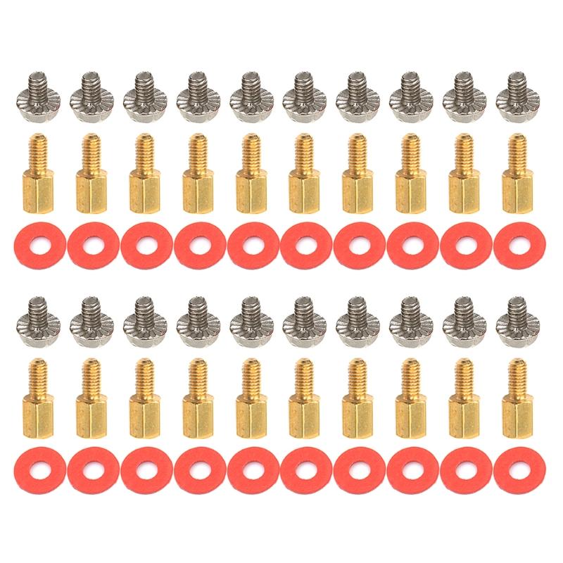 20Pcs PC Case Fans 6.5mm 6-32-M3 Motherboard Riser+20Pcs Screws + 20Pcs Washers Gasket Brass Standoff