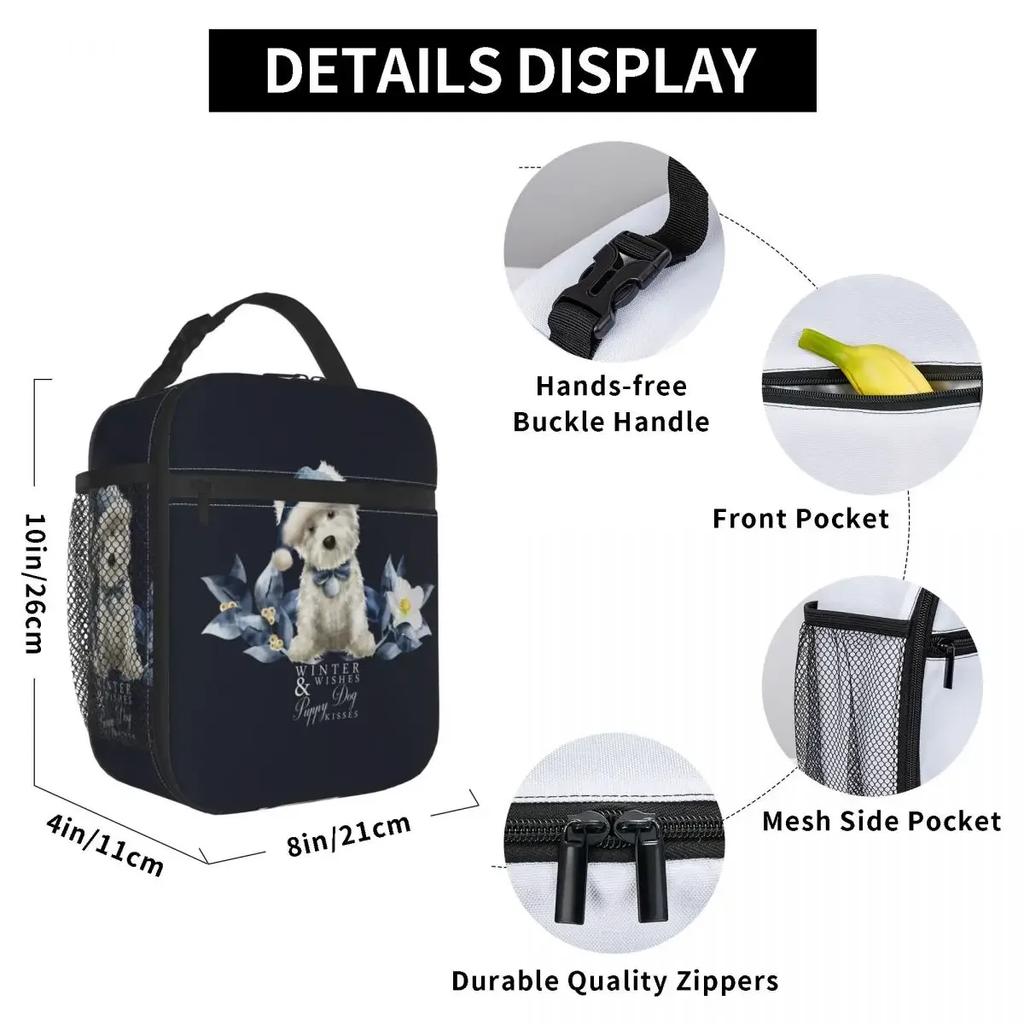 Cute West Highland White Terrier Dog Insulated Lunch Bag Leakproof Westie Puppy Cooler Thermal Lunch Box Office Picnic Travel