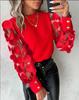 Autumn Round Neck Petal Sleeve Blouse for Women