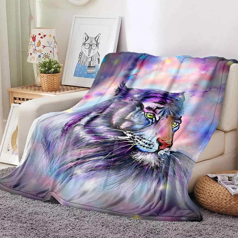 3D Tiger Blanket Super Soft For Spring Autumn Modern Line Art Sherpa Blanket Bedspread Throw Travel Dropship