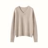 Women's Thickened V-Neck Cashmere Raglan Sweater - Loose Knit Two-Strand Base Layer for Autumn/Winter