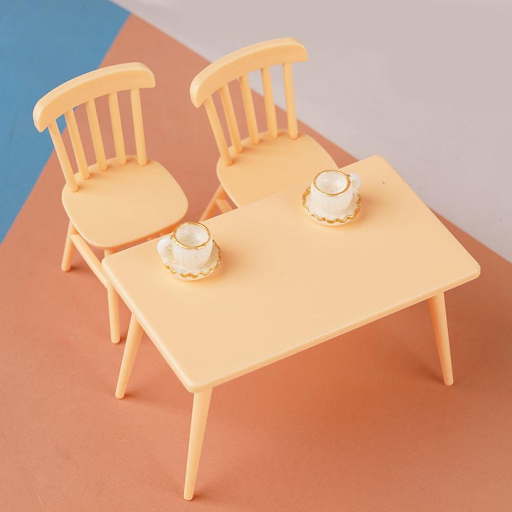 

1 Set Ornament Simulation Miniature Table and Chair Model Mini Plastic for Detailed Dollhouse Scene Ornament Dollhouse Scene