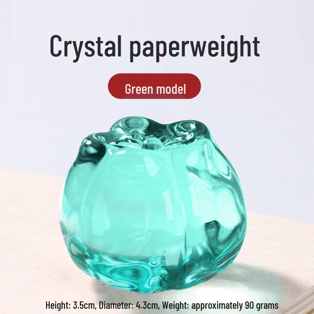 Pear Flower Crystal Glass Paperweight & Ruler: Elegant Decor for Calligraphy, Painting, and Cute Tea Pet.
