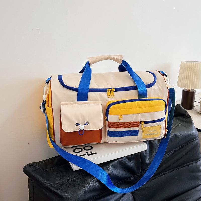 Contrasting color travel bag Large capacity dry and wet separation Lightweight duffel bag Short business trip Portable sports fitness bag