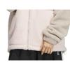 Adidas Color Block Loose Fit Zip Up Hooded Drawstring Fleece Jacket Women Jackets Beige IK9863