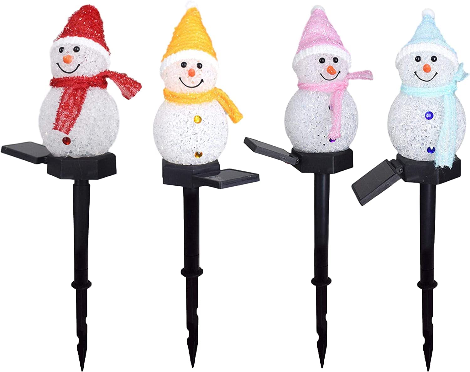 

Tanosimi Solar Garden Lights, Snowman Ornament Lights, 4-Piece Set, Recessed Garden Lights, Christmas Garden Decorations, Outdoor Waterproof Solar