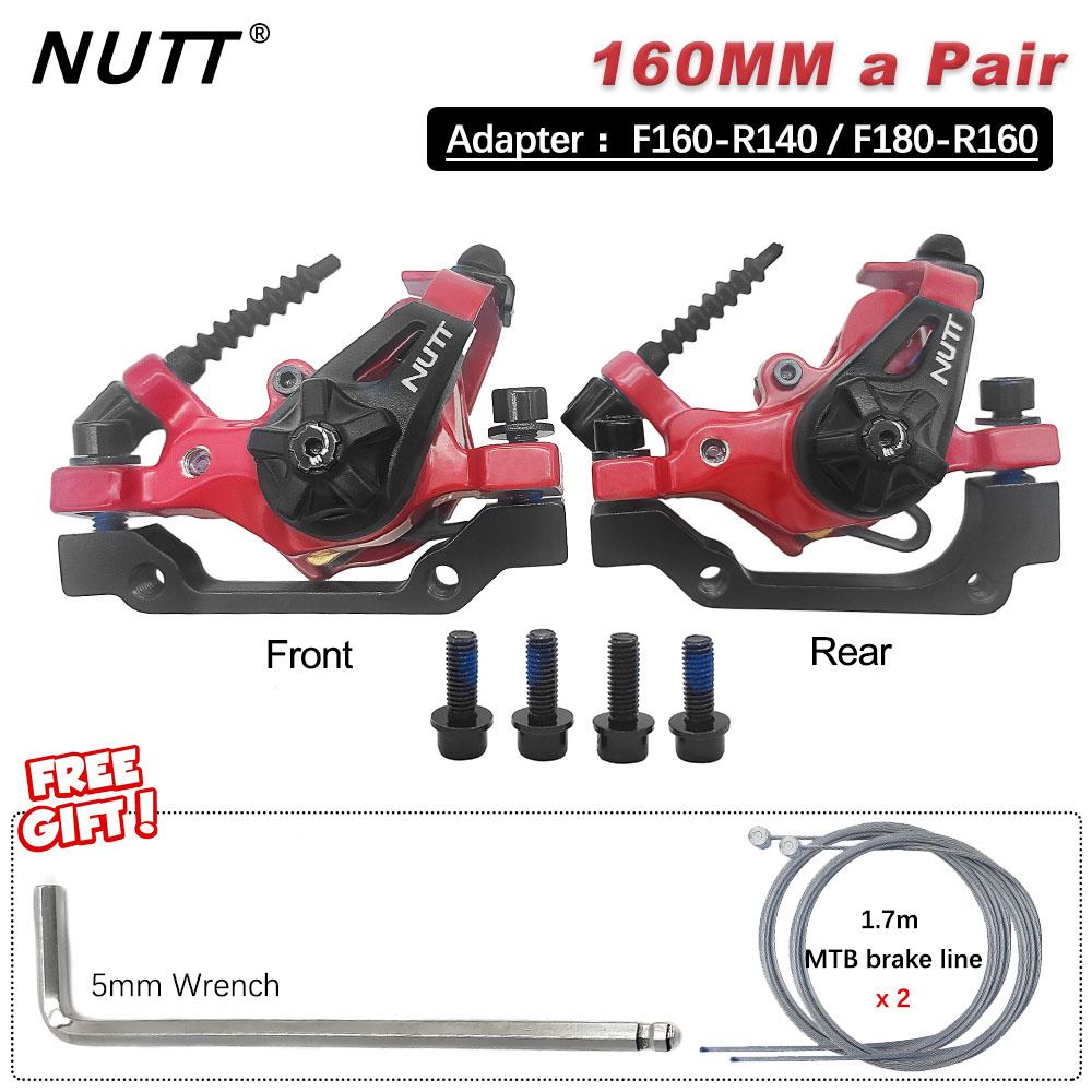 NUTT MTB Mountain Bicycle Discs Brake Red Color Brakes Line Caliper 160MM Disk 180MM Rotor For BMX Scooter Front Rear Bike Parts