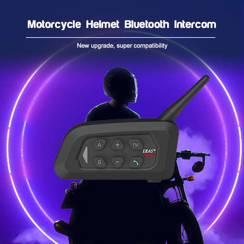 EJEAS 4PCS V4 Plus Motorcycle Helmet Intercom Bluetooth Headset Wireless Full Duplex Waterproof FM Radio Group Talking Interphon